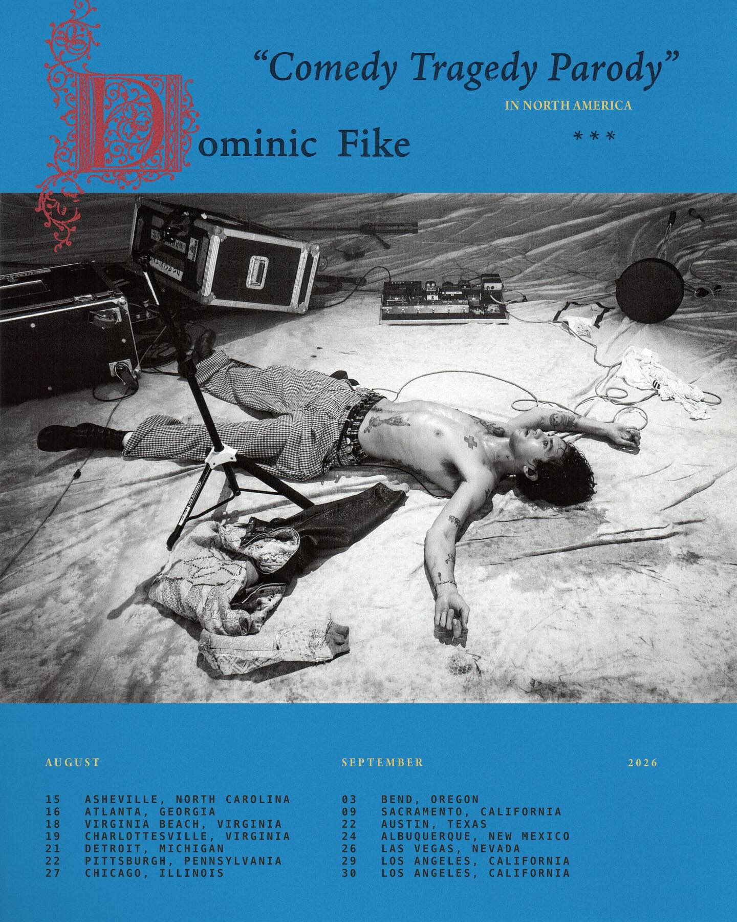 Dominic Fike Comedy Tragedy Parody Tour Poster 2026